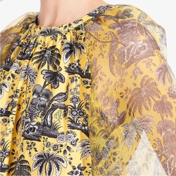 STAUD - Butter Yellow Garden Toile Puff Sleeve Mini Dress - Medium - Gorgeous - Picture 3 of 16